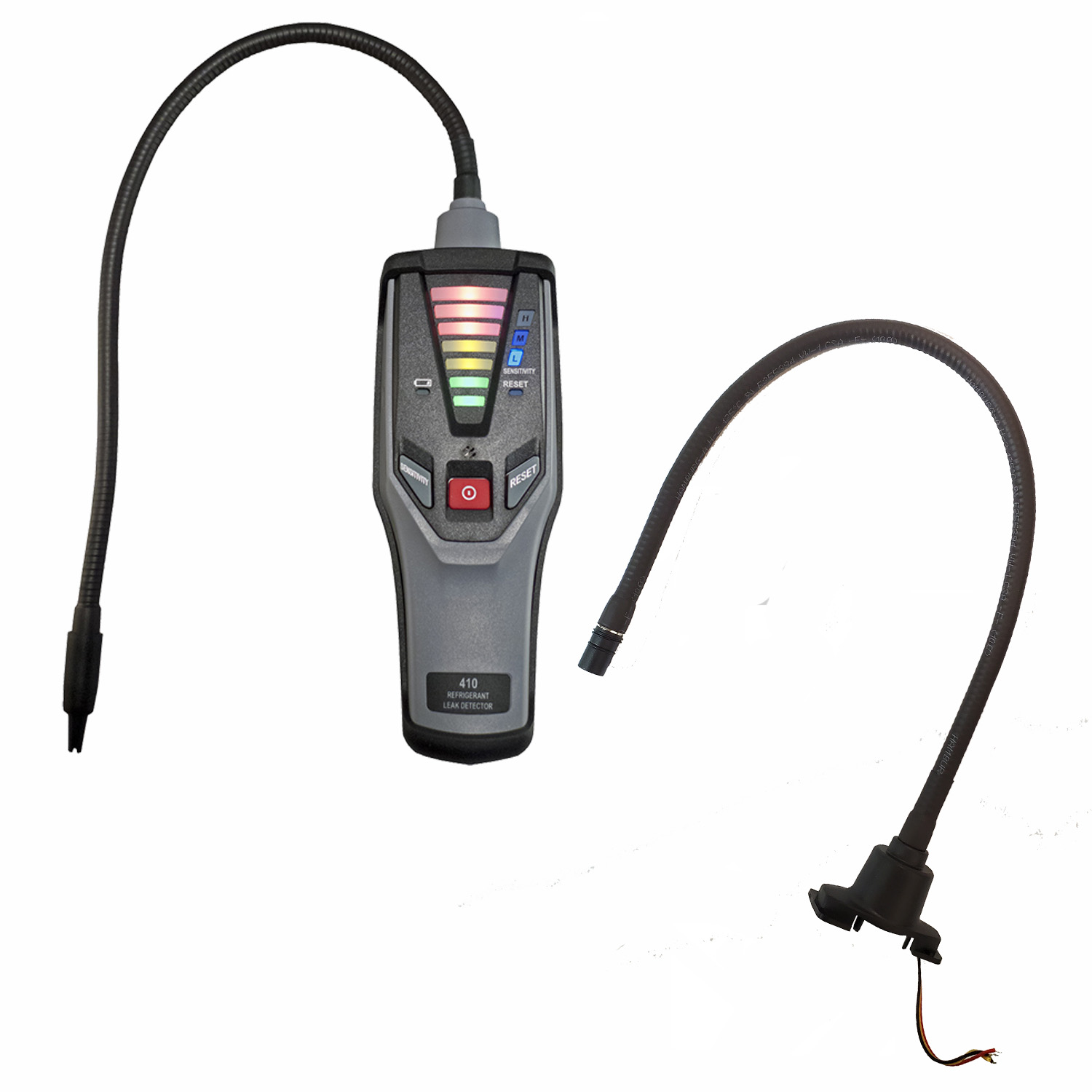 Spare flexible plastic snake tube for heated diode leak detector Kryon®, with electric connections