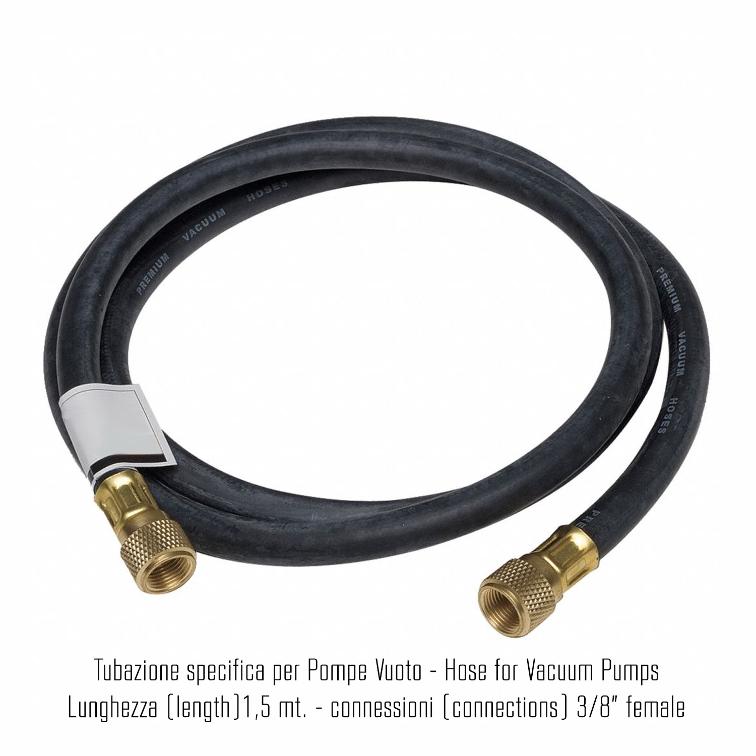Hose for vacuum pumps (black) - SAEJ2196/ EN1736 - lenght 150 cm. - connections ⅜ SAE female