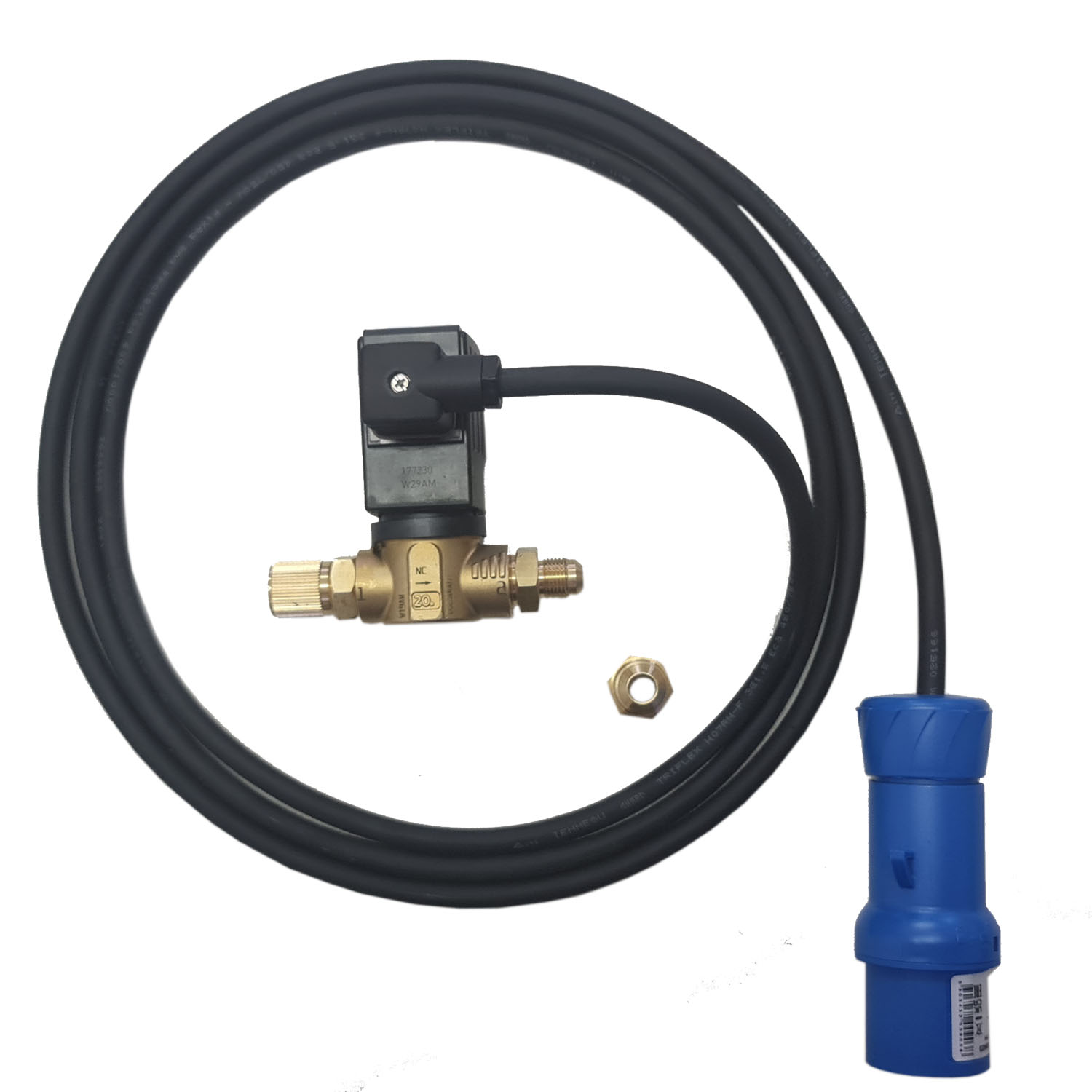 Professional Solenoid Valve Kit for Fieldpiece Vacuum Pumps - connection 3/8 SAE for pump, connection ⅜ SAE for vacuum hose (1/2 SAE male outlet fitting included)