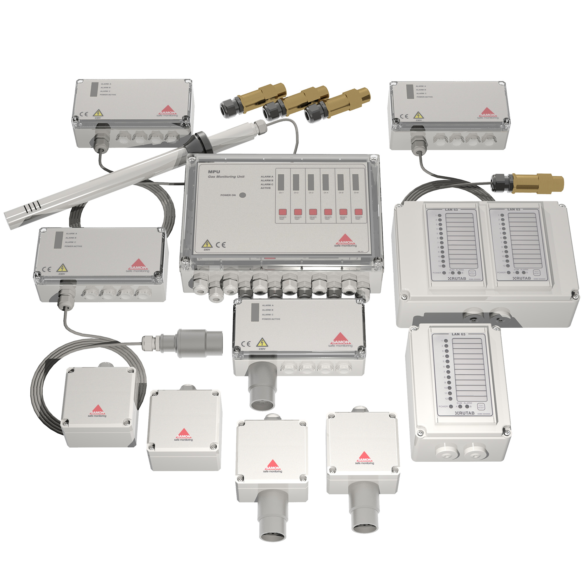 SAMON MPU4C: unità di controllo MPU - centrale multizona a 4 canali con allarme luminoso + acustico (per HFC, HFO e CO2) - unità con uscita relé, collegabile a sensori esterni (forniti separatamente) - Foto 2