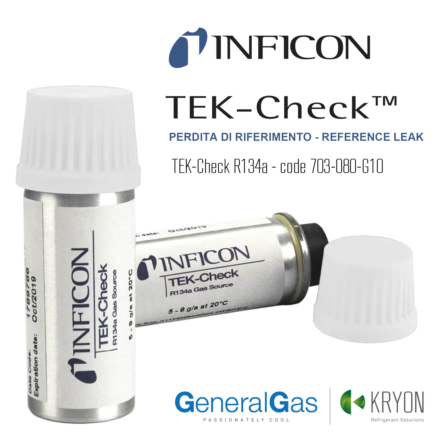 Inficon TEK-Check - reference leak for checking refrigerant leak detectors - leak rate 5 g/yr HFC R134a