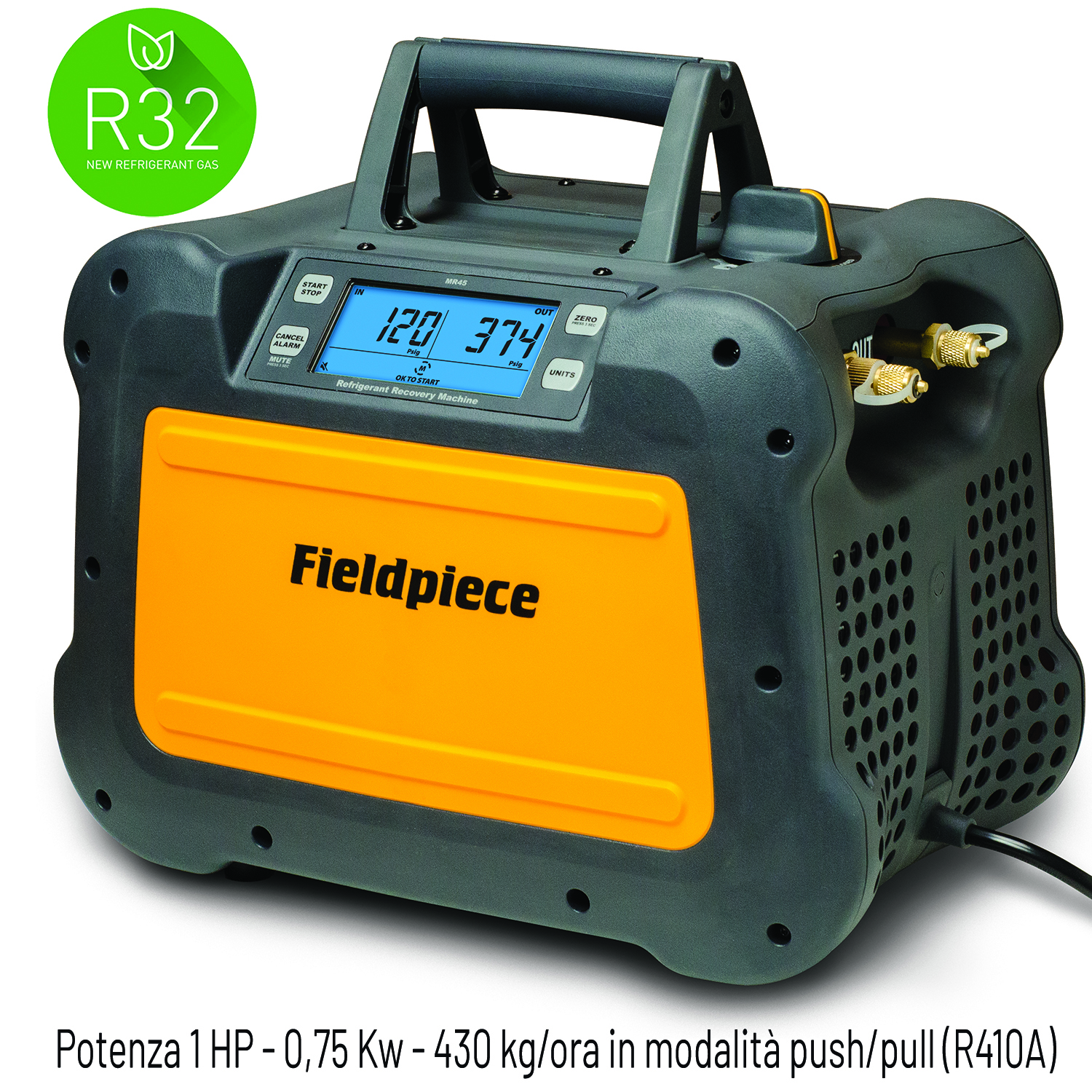 Fieldpiece USA - MR45INT Digital Recovery Machine 1 HP - 0,75 Kw - 430 kg/hour in push/pull mode (R410A)