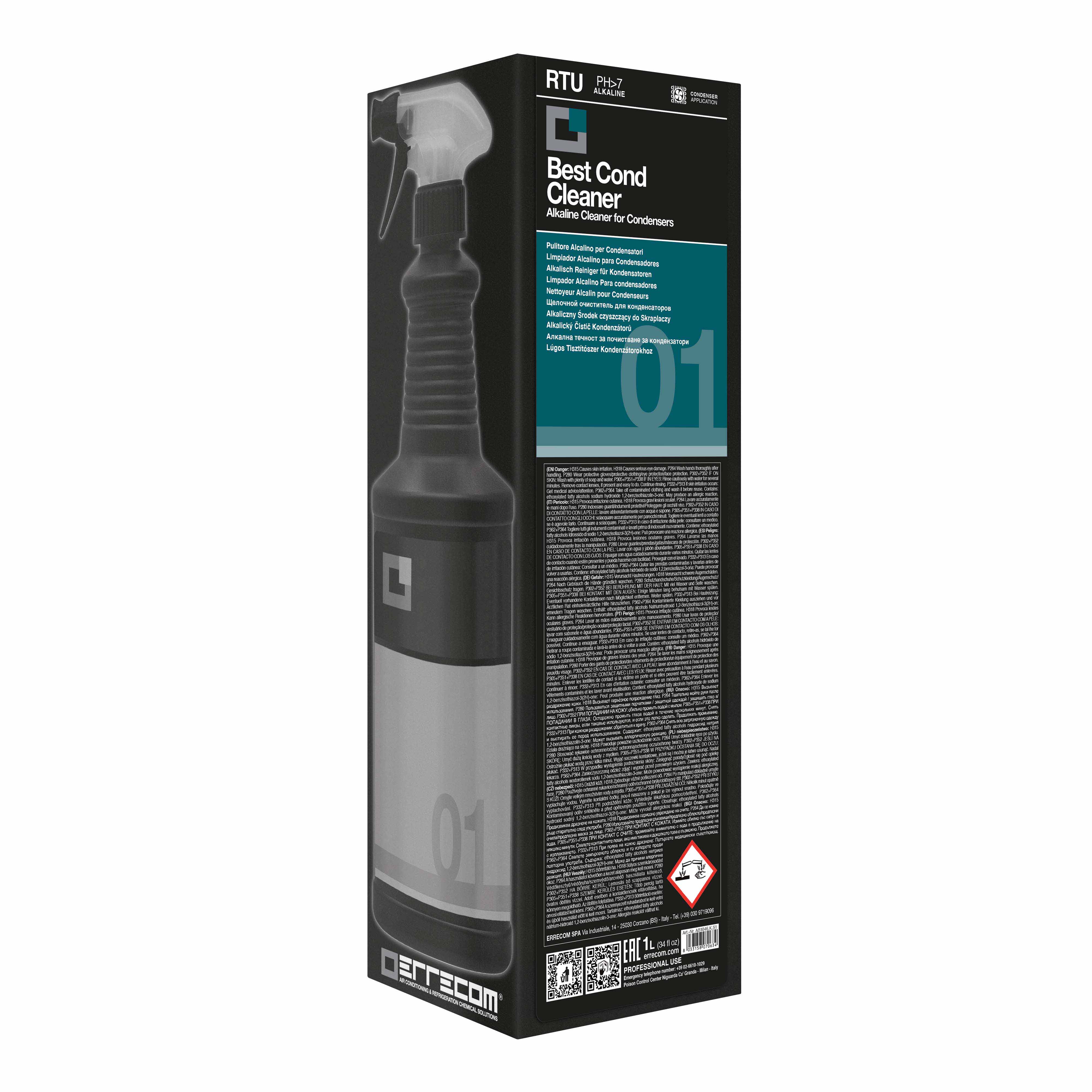 6 x Pulitore Alcalino Spray per Condensatori - BEST COND CLEANER - 1 lt - Confezione n° 6 pz. - Foto 2