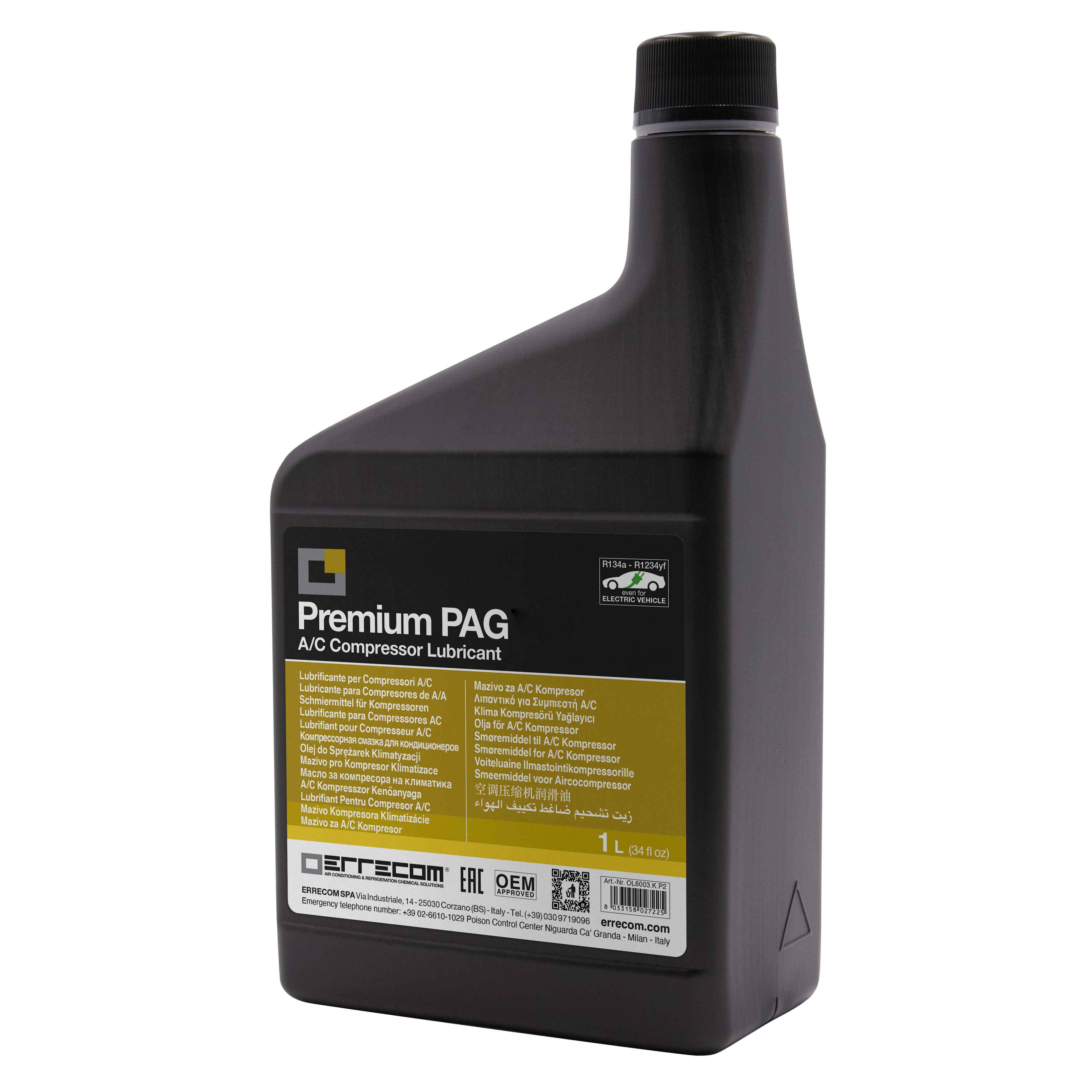 12 x AUTO PREMIUM PAG 150 Lubricant oil + UV DYE - Plastic Tank 1 lt - Package # 12 pcs (total 12 liters)