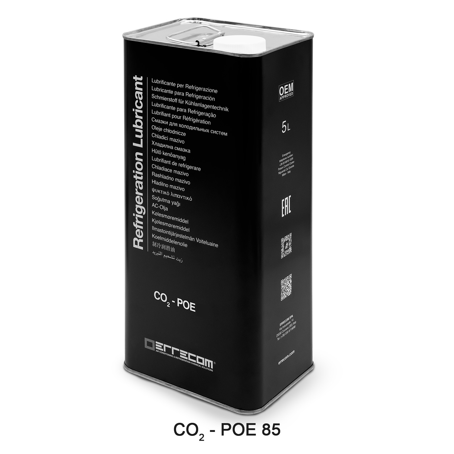 2 x Commercial Refrigeration Polyol Ester (POE) lubricant oil specific to CO2 Errecom 85 - Metal Tank 5 liters - Package # 2 pcs. (total 10 liters)