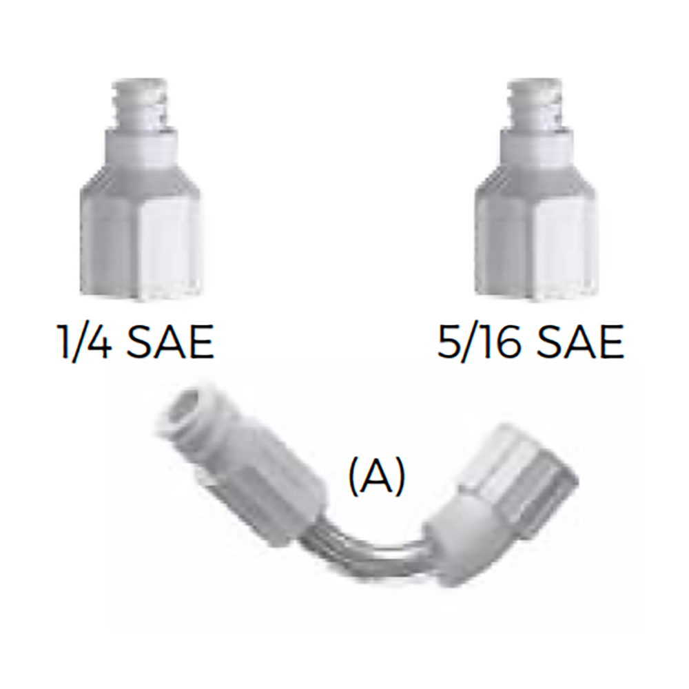 Set of R&AC Plastic Adapters for ULTRA System Syringes and Dyes - 1/4 SAE, 5/16 SAE + Hose