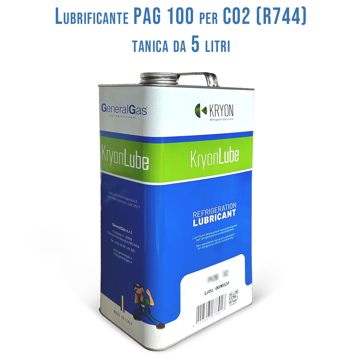  Lubrificante HVACR KryonLube PAG 100 CO2 - Polyalkylene Glycol - Tanica in metallo da 5 lt.