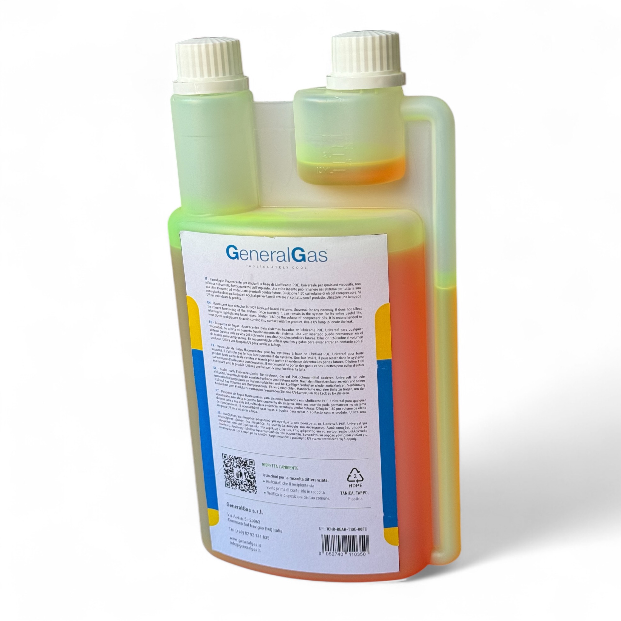 GK-Lab Tracciante Cercafughe Giallo Fluorescente UV KryonSpy YELLOW per olio POE HVACR - Flacone da 1 litro - Foto 2