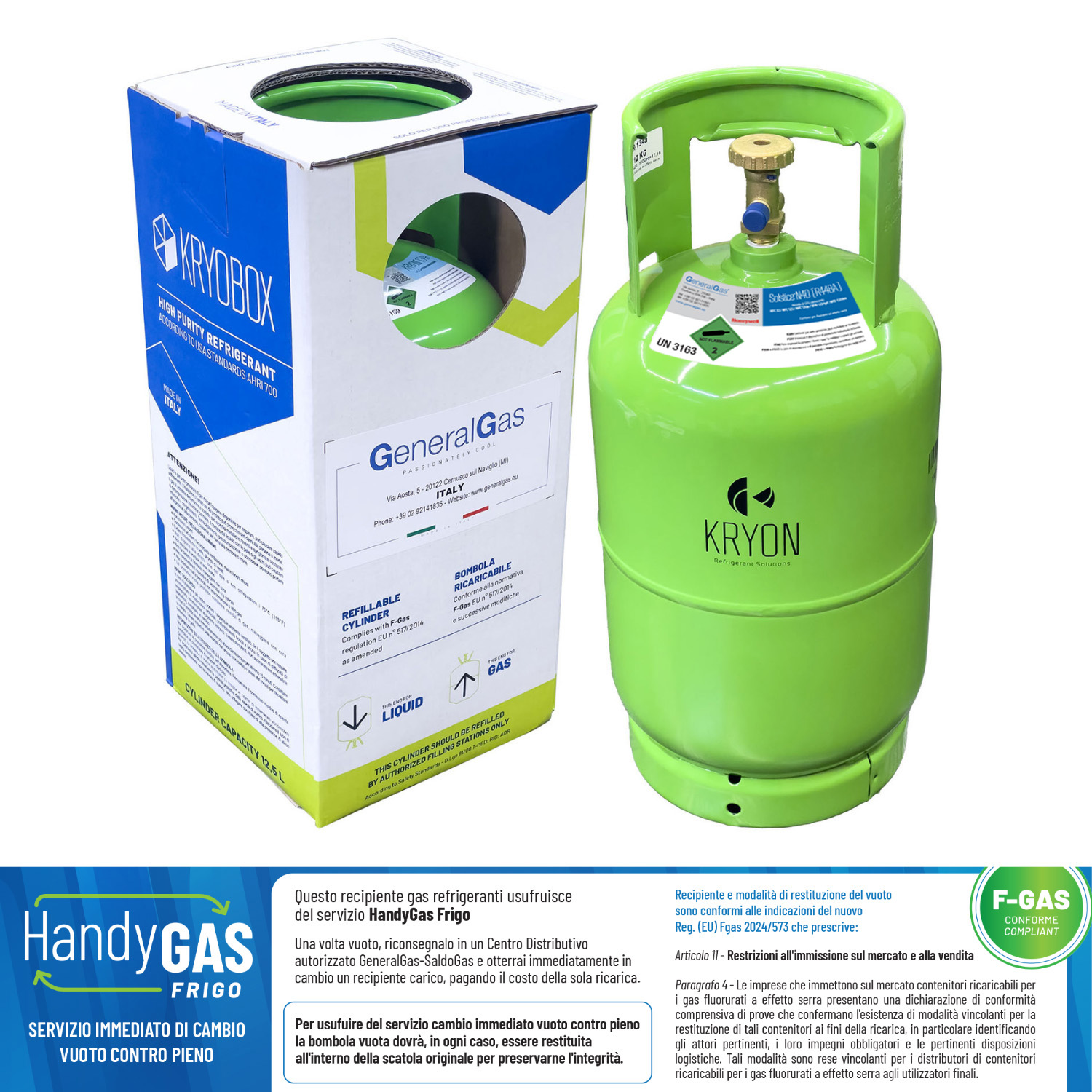 R448A Solstice® N40 (HFO-HFC) in Bombola Kryobox 12,5 Lt - 10 Kg / 48 bar