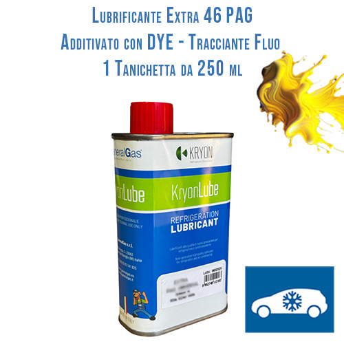 Olio Lubrificante AUTO KryonLube EXTRA 46 PAG - additivato con tracciante fluorescente (dye) -1 tanica in metallo da 250ml