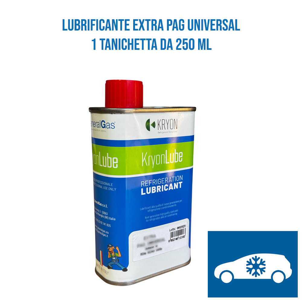 Olio Lubrificante AUTO KryonLube EXTRA Universal PAG per R134a e R12434yf - tanica in metallo da 250ml